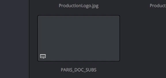 Subtitle file imported in the Media Pool