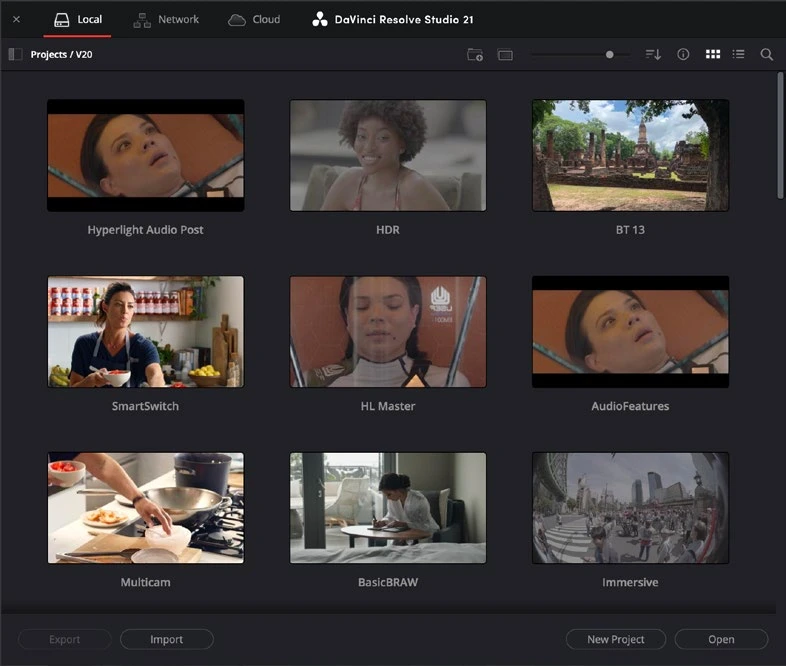Actual DaVinci Resolve Workflow interface reference