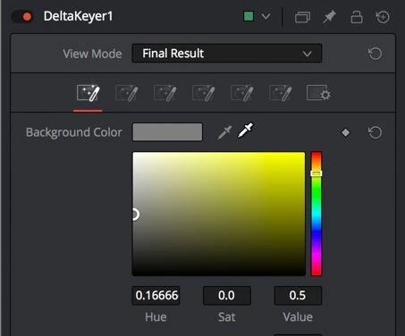 DeltaKeyer Inspector: background-color sampling control
