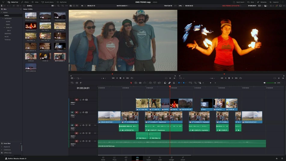 Actual DaVinci Resolve Getting started interface reference
