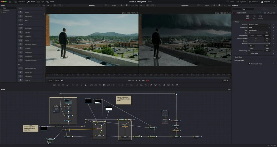 Actual DaVinci Resolve Fusion interface reference