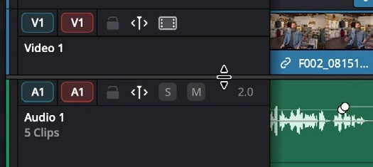Timeline track headers and video/audio clips